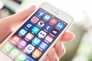 Social Media icons on smart phone